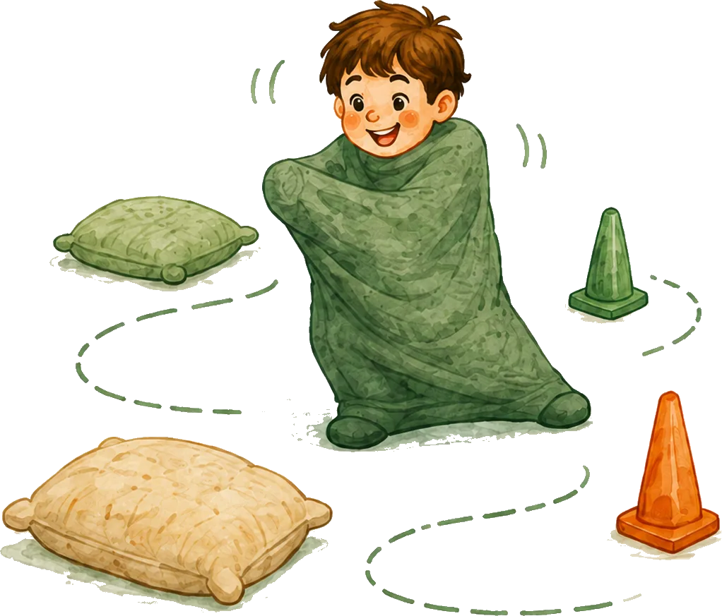 Child resting in a cozy position inside the body sock